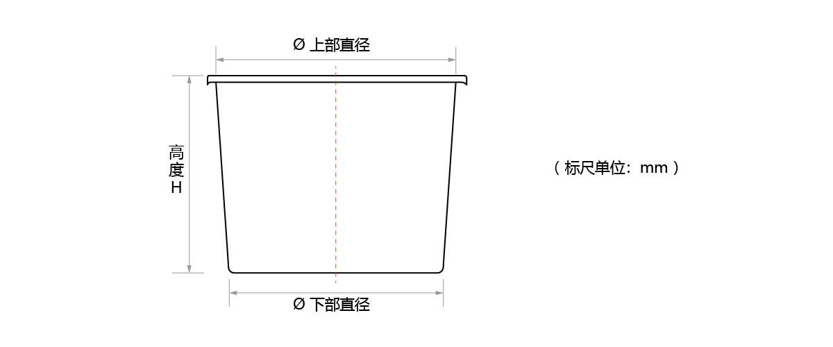 PE圓儲桶尺寸線稿